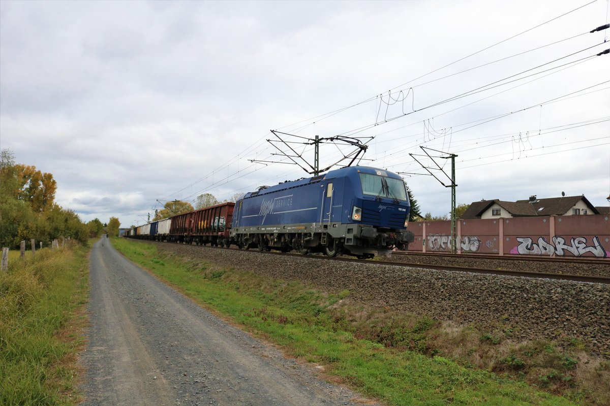 MGW Service Siemens Vectron 193 845 mit Eanos Wagen am 24.10.18 bei Rodenbach Main Kinzig Kreis