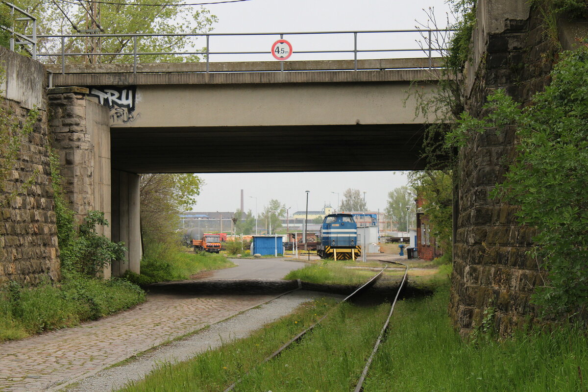 MHG 1 (92 80 1201 004-9 D-MHG) pausiert am 06.05.2023 auf der Hafenbahn in Magdeburg. Fotofrafiert beim Familienfest der Magdeburger Eisenbahnfreunde im Wissenschaftshafen Magdeburg.