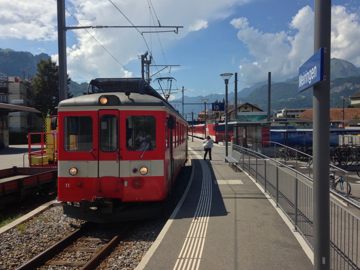 MIB BDe 4/4 Nr. 11 (ex. CJ 604) in Meiringen, Sektor MIB, Gleis 13, 16.07.2014.