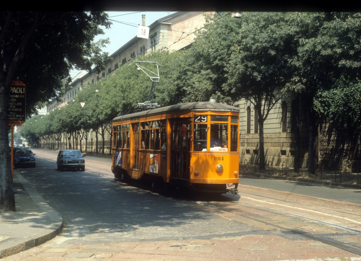 Milano / Mailand ATM SL 29 (Tw 1914) im August 1984.