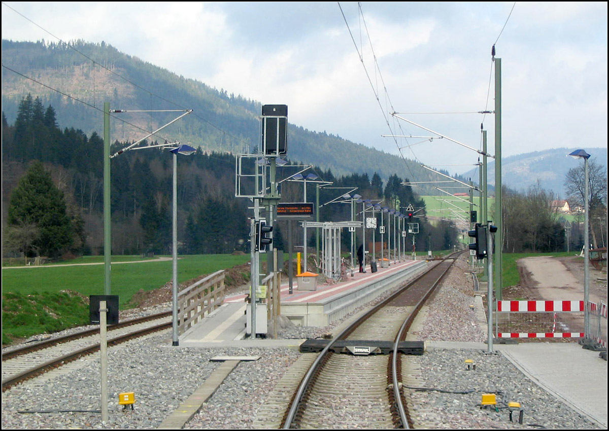 Mit der S41 das Murgtal hinunter -

In Heselbach wurde beim Ausbau für den Stadtbahnbetrieb eine Kreuzungsmöglichkeit geschaffen. 

10.04.2005 (J)