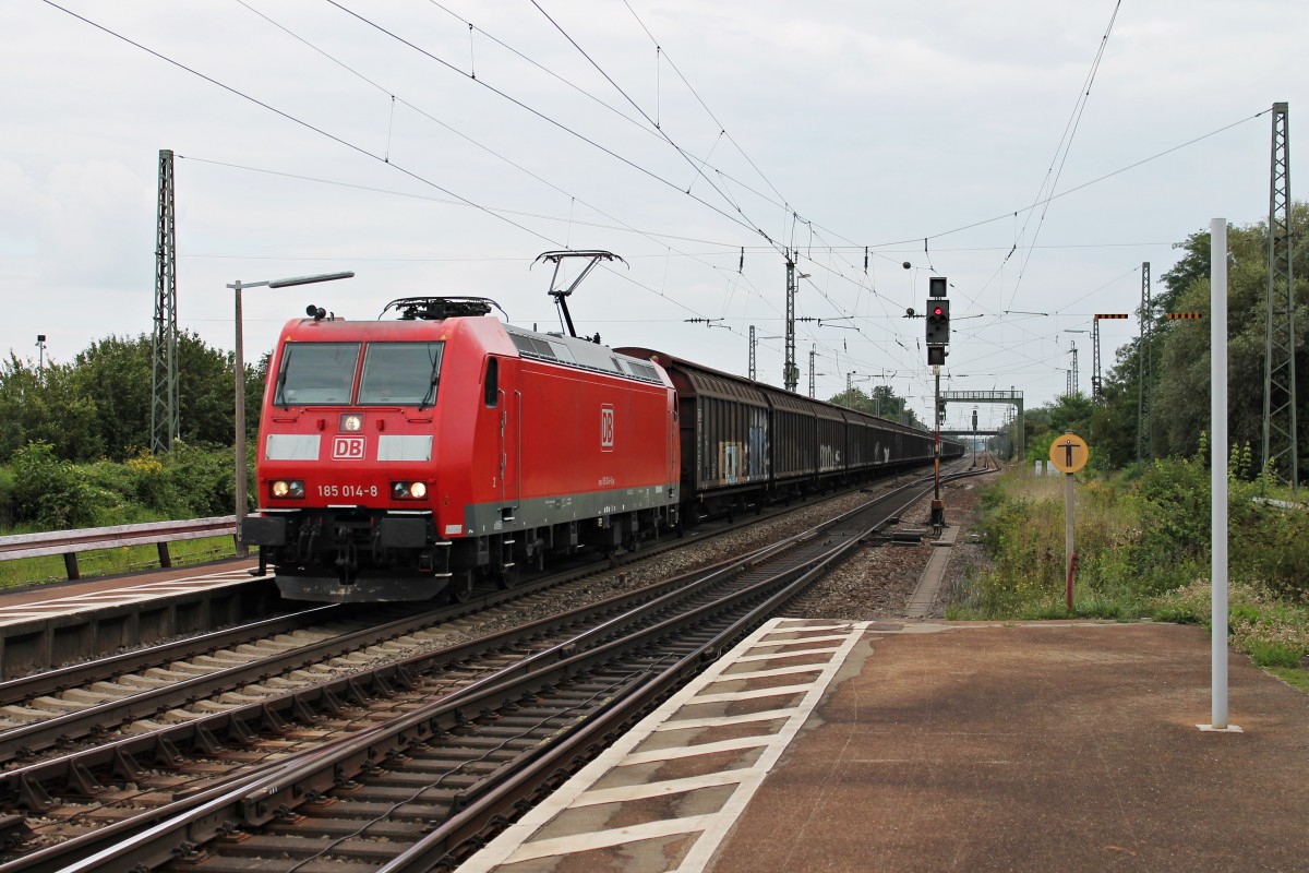 Mit Tausenden von Redull Dosen nach Bludenz (AT) im Nacken fuhr am 02.09.2014 die 185 014-8 durch Orschweier in Richtung Schweiz.