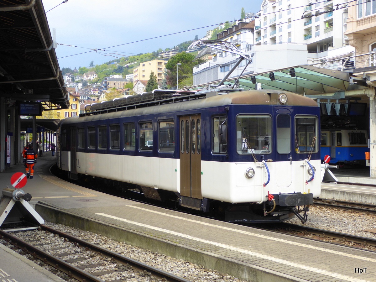 MOB / Goldenpass - Be 4/4  1007 bei Rangierarbeiten im Bahnhof Montreux am 03.05.2016