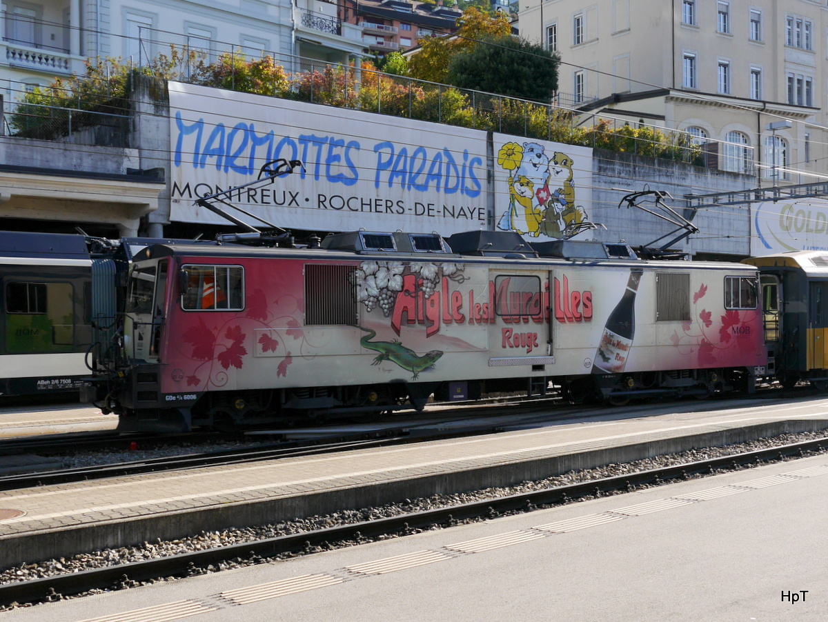 MOB / Goldenpass - Lok GDe 4/4 6006 im Bahnhofsareal in Montreux am 25.09.2017