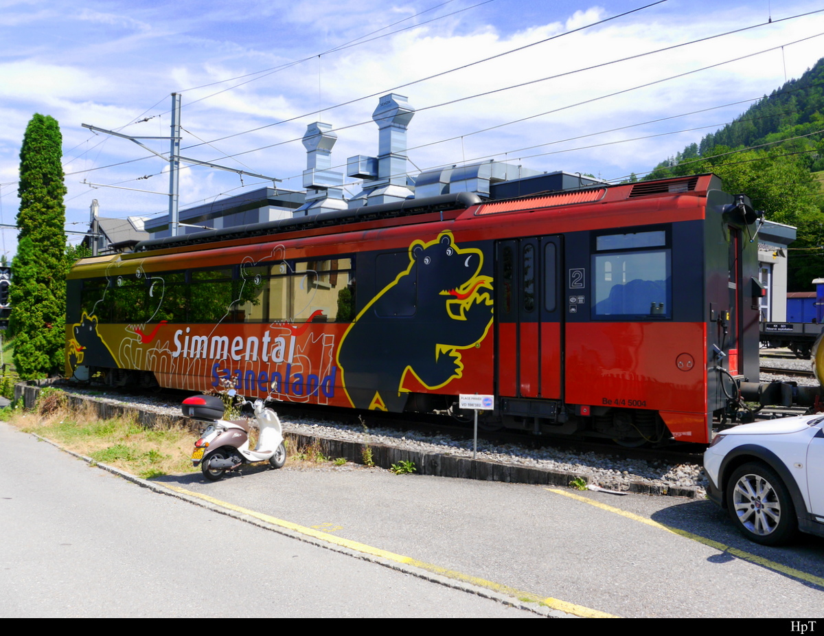 MOB / Goldenpass - Triebwagen Be 4/4  5004 abgestellt in Chernex am 14.07.2018