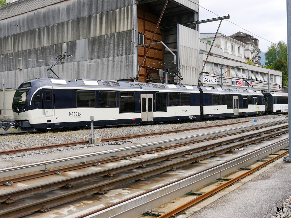 MOB - ABe 4/4 9304 zusammen mit Be 4/4 bei Rangierfahrten im Bahnhofsareal in Montreux am 09.045.2017
