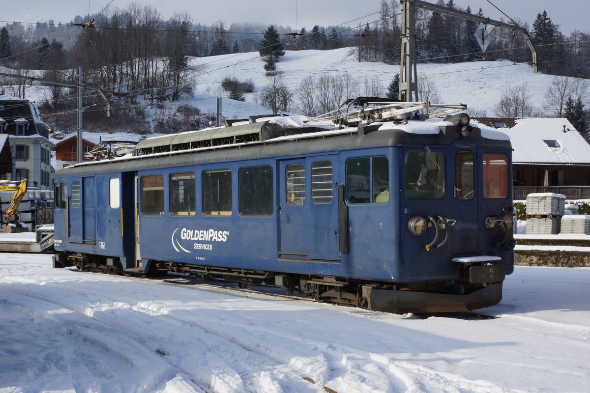 MOB: Am 9. Januar 2017 war der BDe 4/4 3004 vom Bahndienst in Montbovon abgestellt. Mit der Inbetriebnahme der drei neuen Gem 2/2 werden die alten aus den Jahren 1946 stammenden historischen Diensttriebwagen bald Geschichte sein.
Foto: Walter Ruetsch 