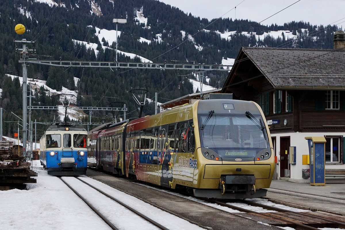 MOB:  Montreux-Berner Oberland-Bahn.
Impressionen vom 8. Januar 2018 mit den Triebzügen der Serie 5000.
Foto: Walter Ruetsch
