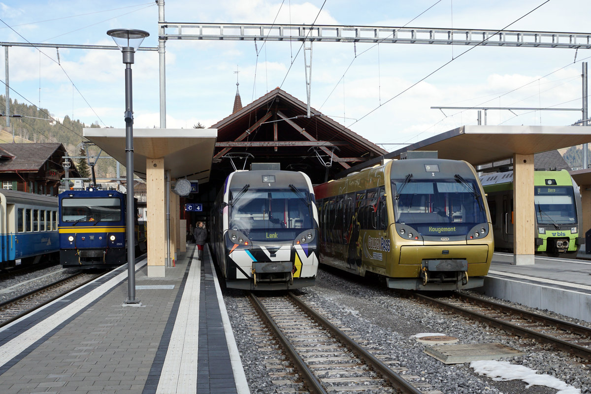 MOB:  Montreux-Berner Oberland-Bahn.
Impressionen vom 8. Januar 2018 mit den Triebzügen der Serie 5000.
Foto: Walter Ruetsch
