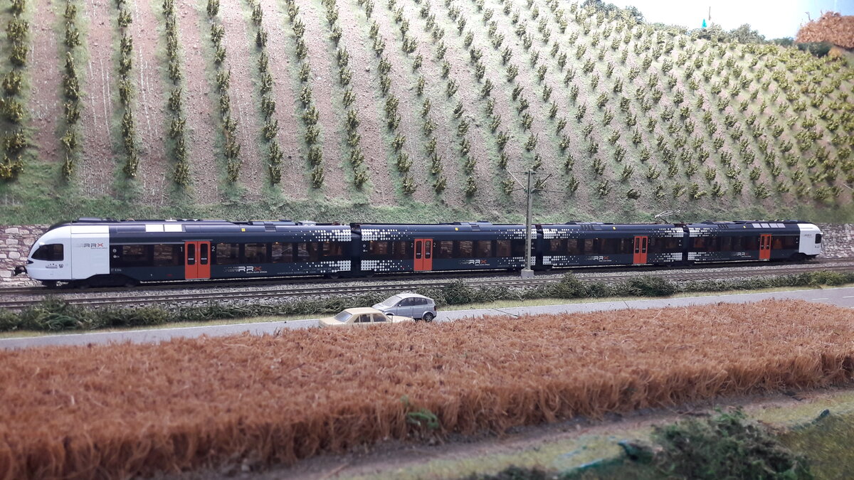 Modell des RRX ( Rhein Ruhr Express ), in der ersten Farbstudie im Jahre 2009/2010
Diese Farbstudie wurde an einem Flirt der Eurobahn ausprobiert. Es gab 3 Züge davon.
Hier als Sondermodell von Liliput exclusive für Modellbahnunion erstellt, Auflage 
250 Stück.  Art.Nr. L133989  H0 DC Digital 