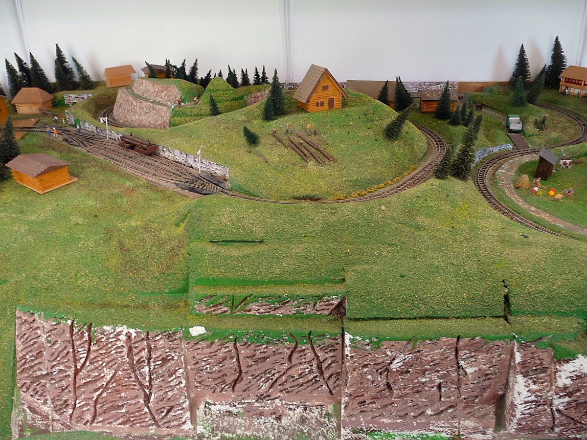 Modell einer Waldeisenbahn in H0e im Hungarian Railway Museum, Budapest, 18.6.2016