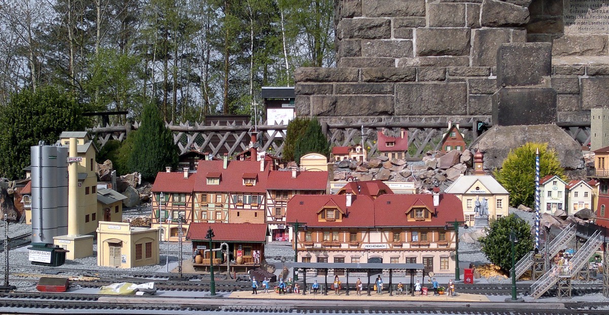 Modellbahn Szene auf einer Gatenbahnanlage in Kuhberg Vogtland. Foto 12.04.2014