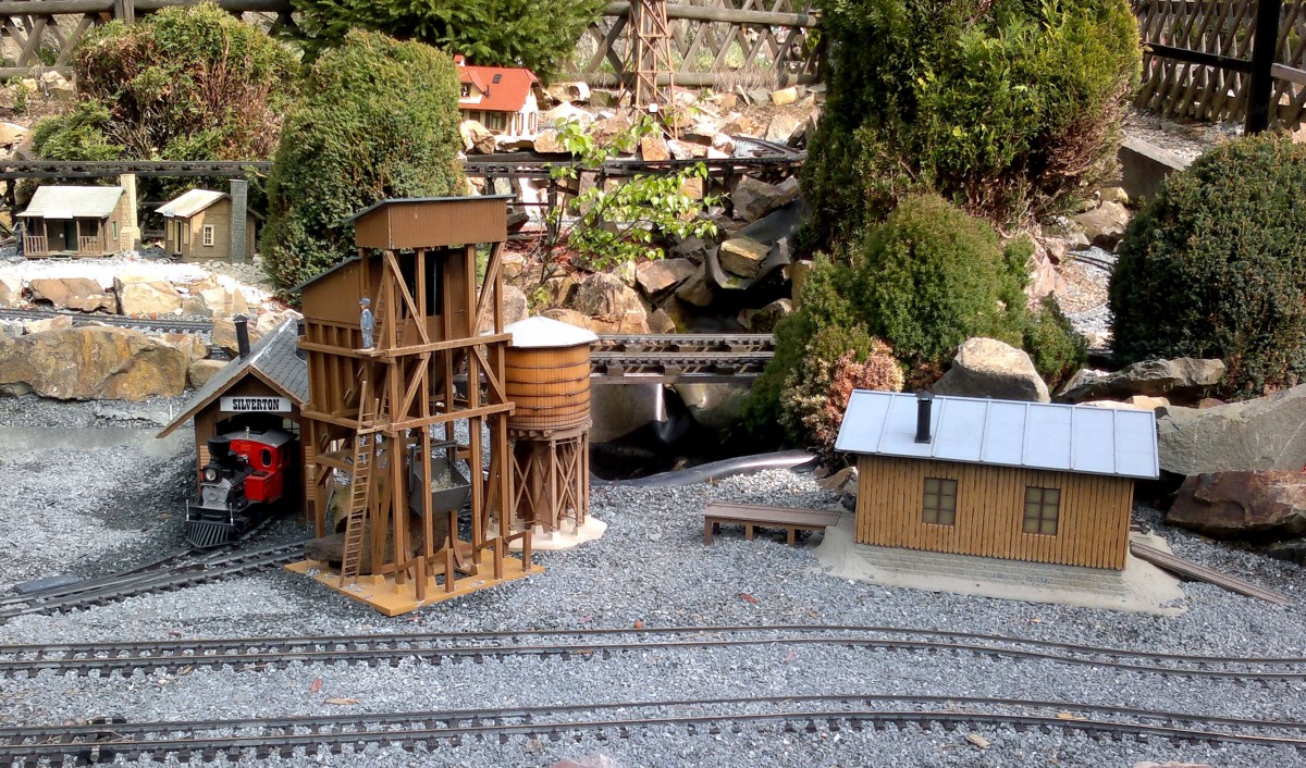 Modellbahn Szene auf einer Gatenbahnanlage in Kuhberg Vogtland. Foto 12.04.2014 