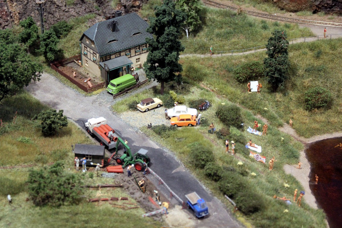 Modellbahn Szene auf einer Modellbahnanlage in Gera. Foto 09.11.2013 