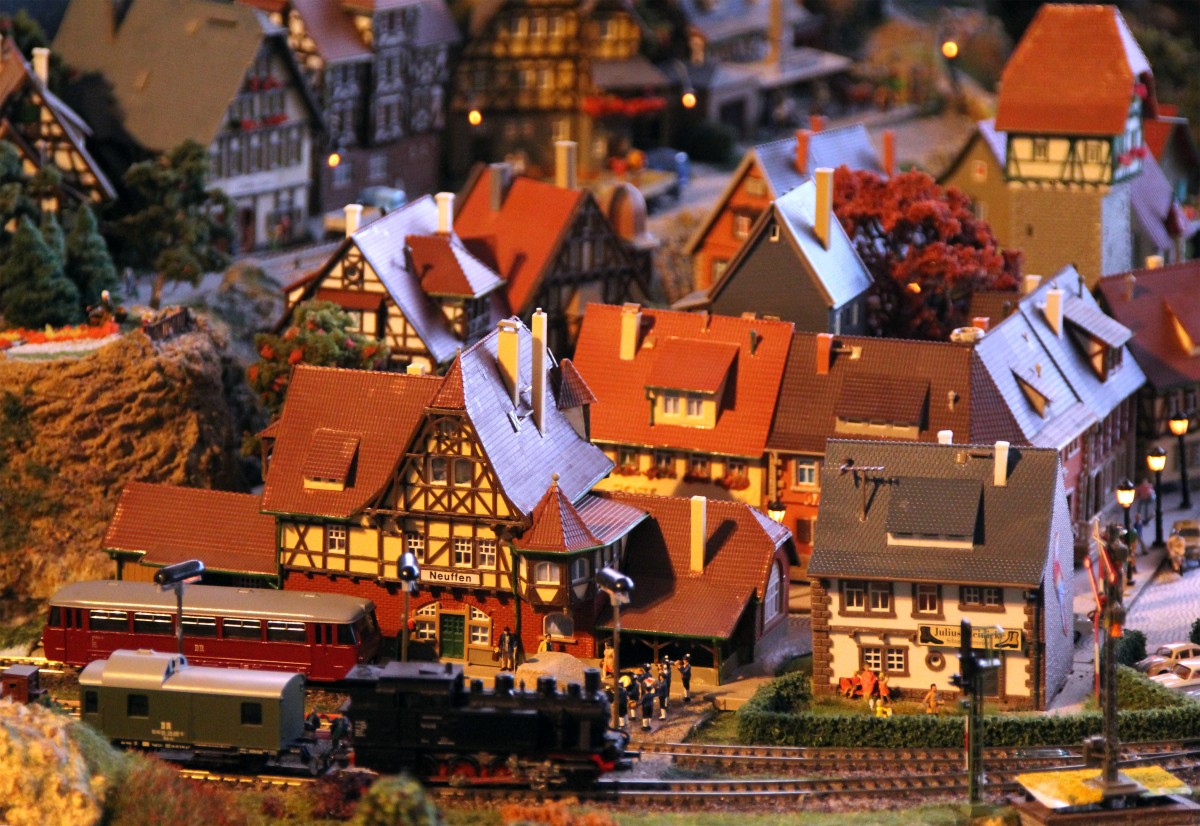 Modellbahn Szene auf einer Modellbahnanlage in Zeulenroda. Foto 09.11.2013