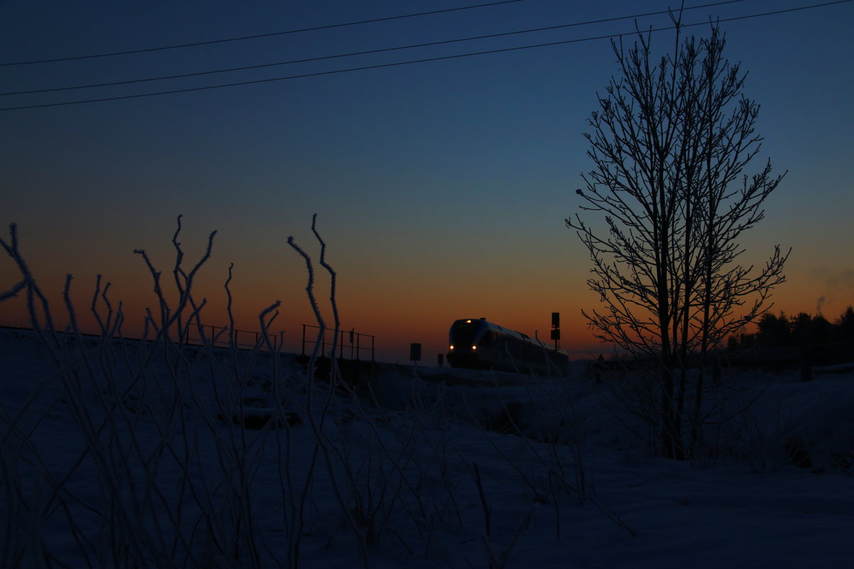 Morgens in Bergla rollt ein Gte 2/8dahin,.. 20° Minus 20.01.2017
