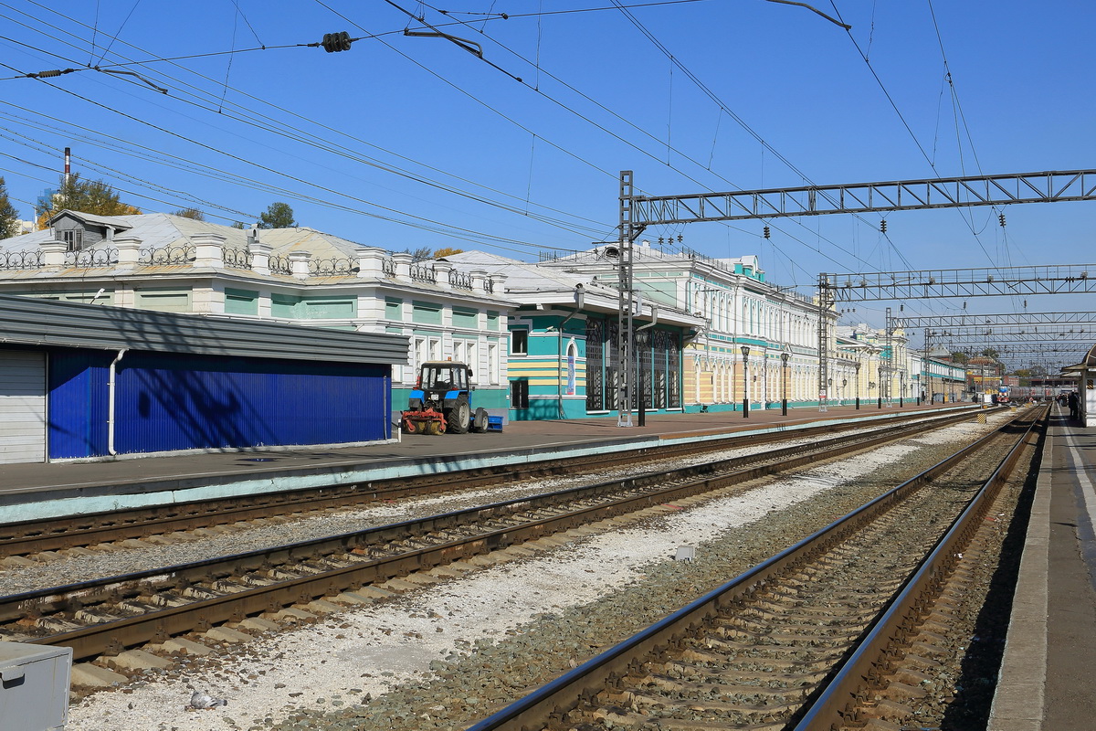 Morgentlicher Blick auf dem Bahnhof Irkutsk am 15. September 2017.