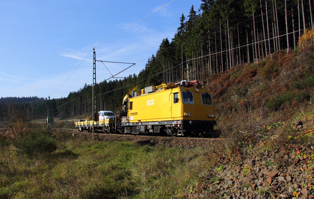 Motorturmwagen Europten im Frankenwald bei Steinbach am 03.11.2014. 