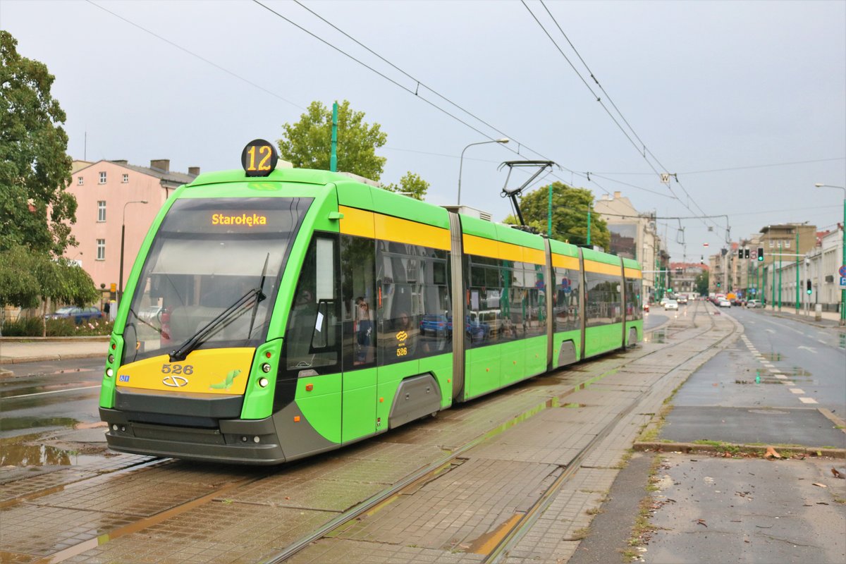 MPK Poznan Solaris Tramino Wagen 526 am 16.07.18 in Posen (Polen)
