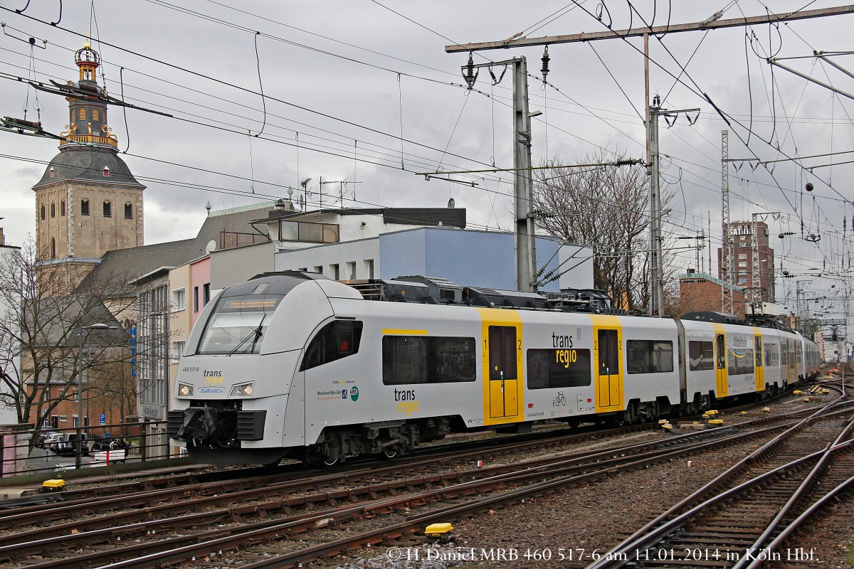 MRB trans regio 460 517-6 fuhr am 11.01.2014 in den Kölner Hbf.