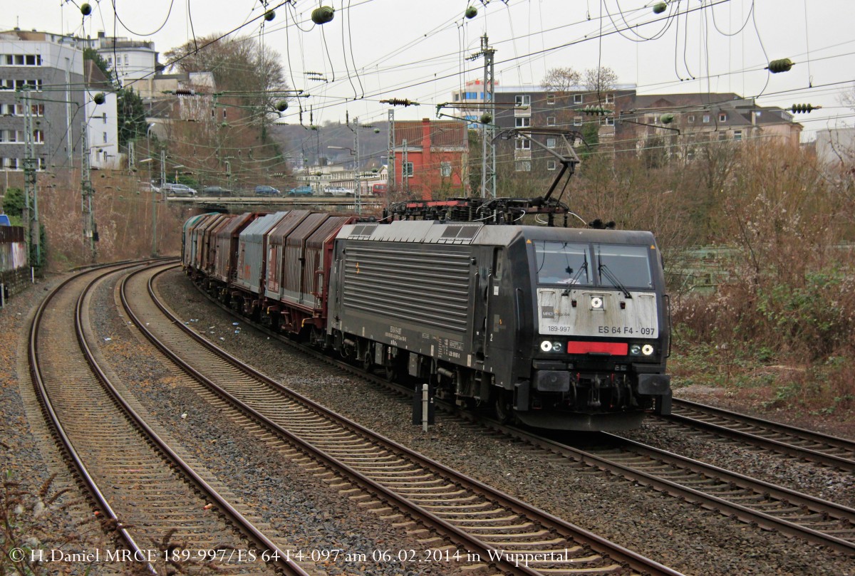 MRCE 189 997/ES 64 F4 097 am 06.02.2014 in Wuppertal Elberfeld.