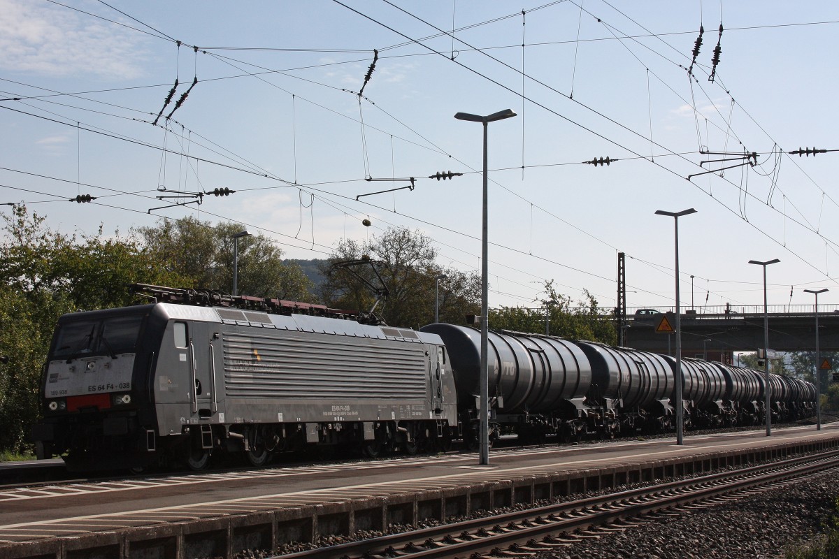 MRCE Dispolok/TXL ES 64 F4-038 am 27.9.13 mit einem Kesselzug in Retzbach-Zellingen.