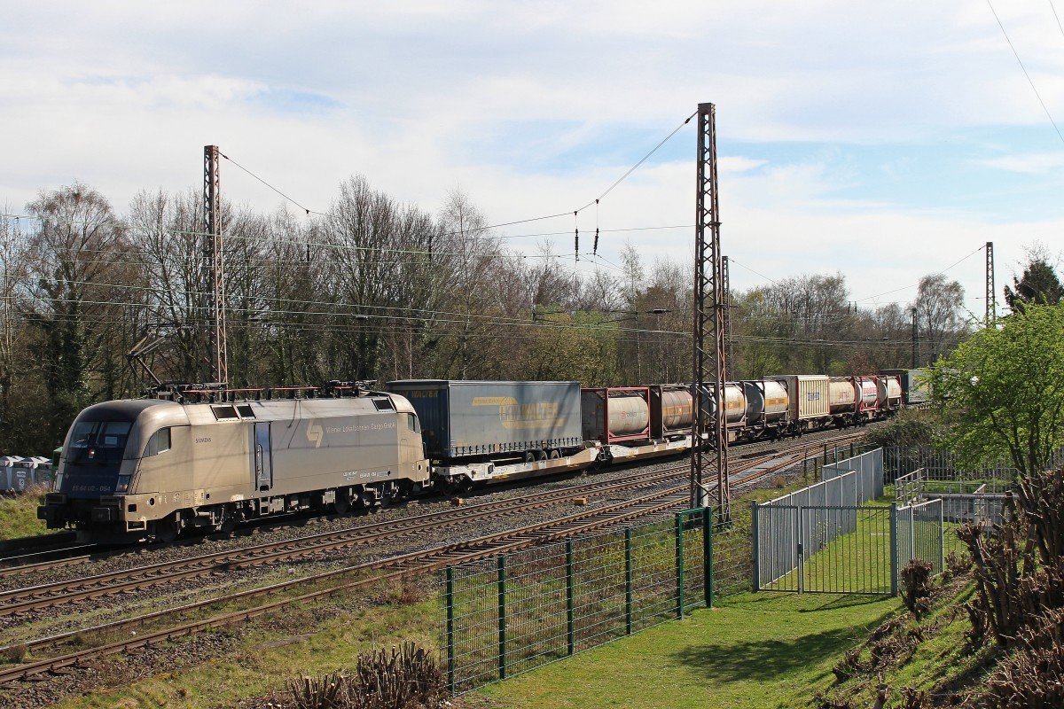 MRCE Dispolok/WLC ES 64 U2-064 am 20.3.14 mit einem KLV nach Rheinhausen in Ratingen-Lintorf.