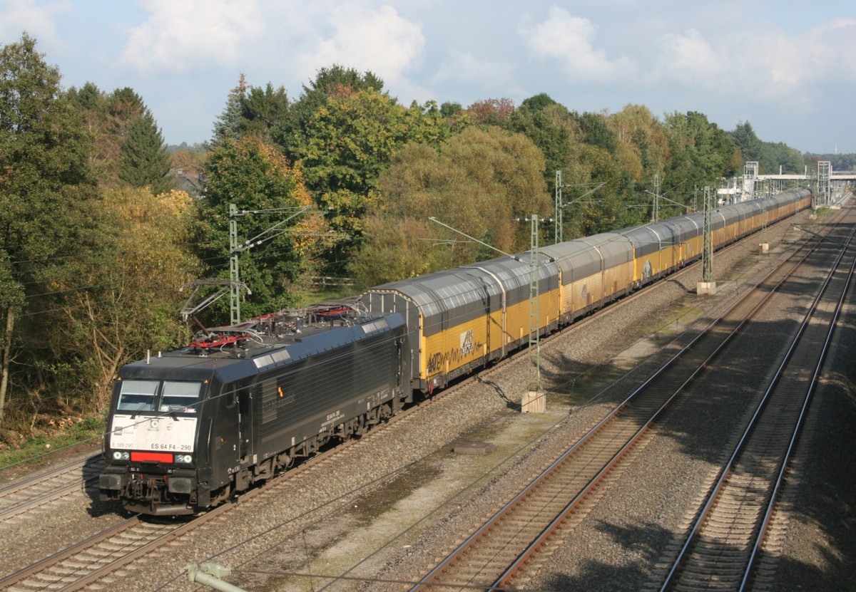 MRCE ES 64 F4-290 mit DGS 91284 (PCT, Hamburg-Harburg–Mnchen-Milbertshofen) am 12.10.2010 in Lauenbrck