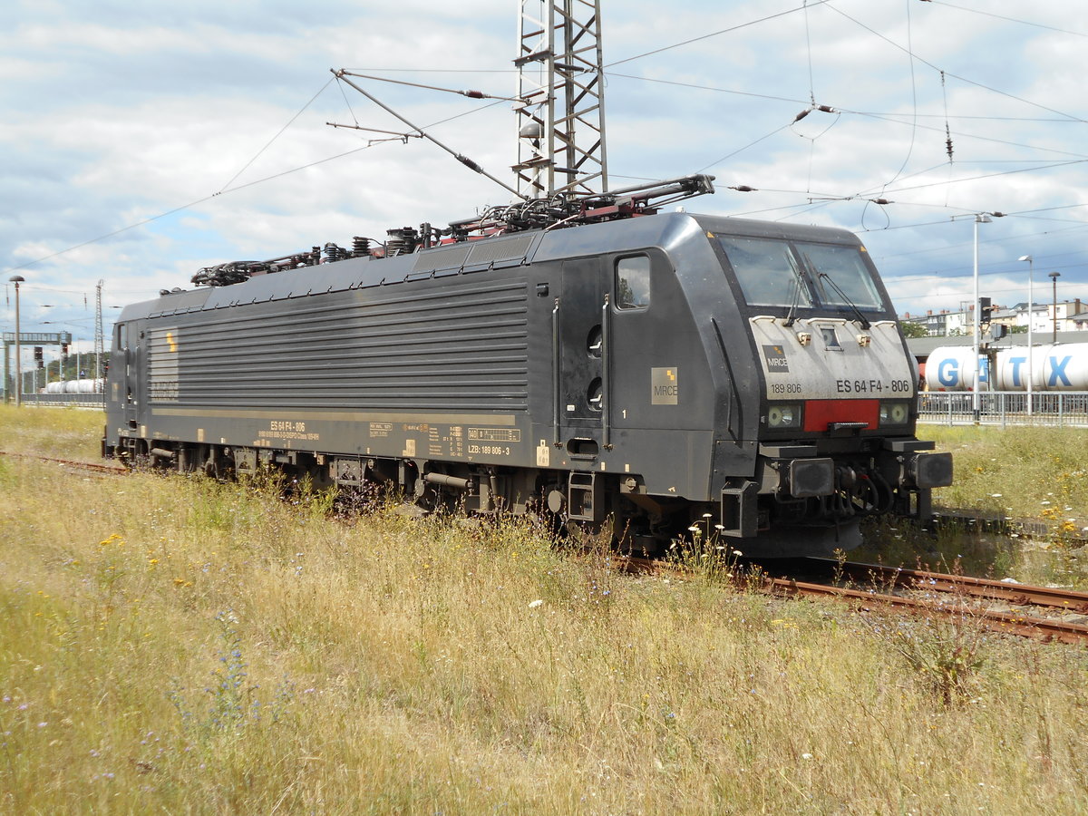 MRCE ES64F4-806 abgebügelt,am 30.Juni 2018,in Eberswalde.