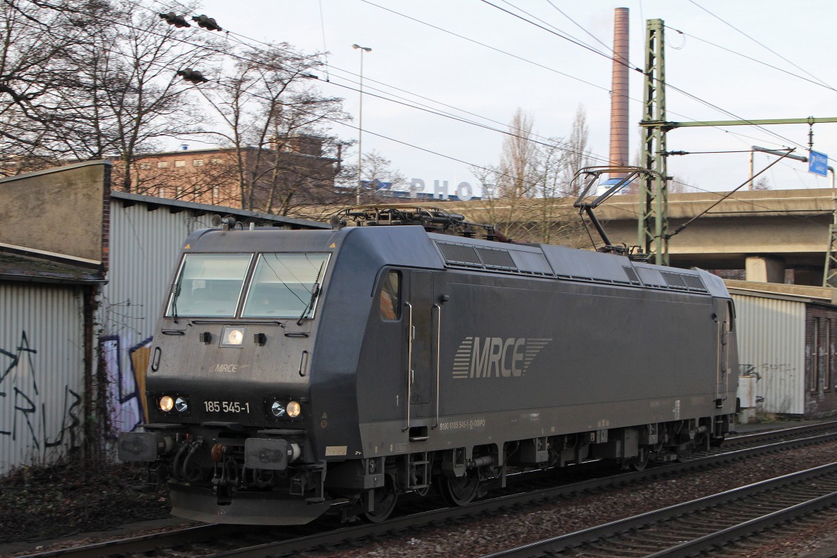 MRCE/CTL Logistics 185 545 am 17.1.14 als Tfzf in Hamburg-Harburg.