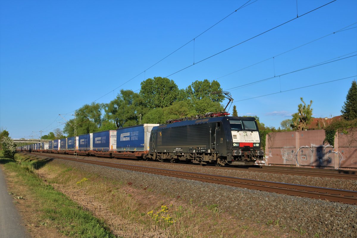 MRCE/Dispolok ES 64 F4-806 (189 806-3) mit Miratrans KLV in Rodenbach am 26.04.20