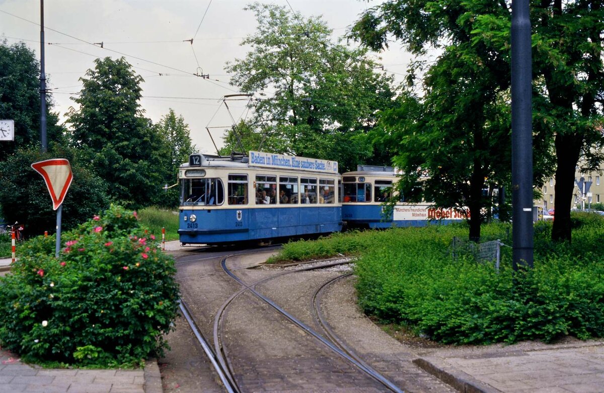Münchener Straßenbahn, Linie 12, Straßenbahnwagen der Baureihe M (Rathgeber), Ort und Datum leider unbekannt 