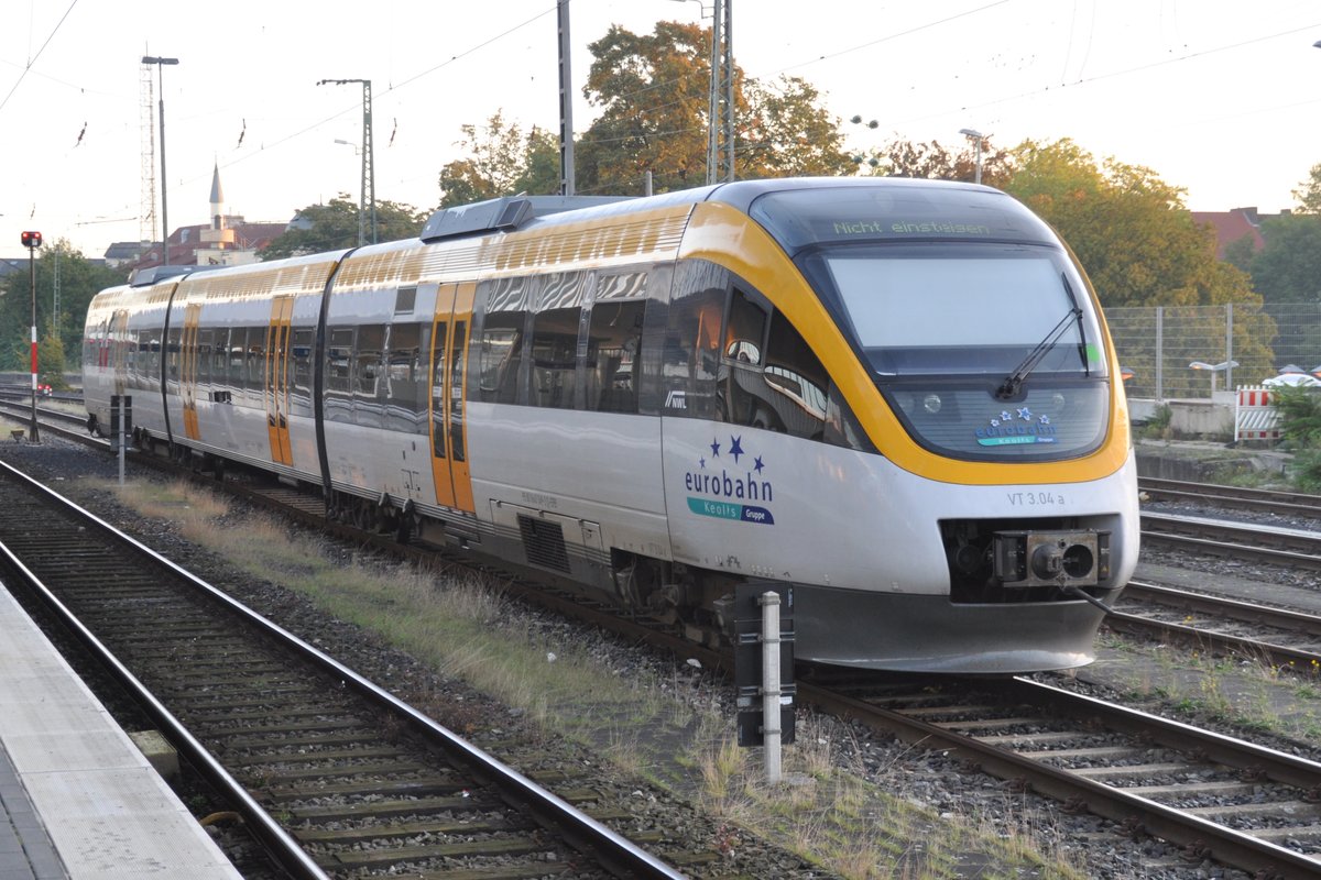 MÜNSTER, 26.09.2015, VT 3.04a der eurobahn in Münster (Westf) Hbf; die eurobahn bedient in Münster die Linien RB50, RB67, RB69 und RB89