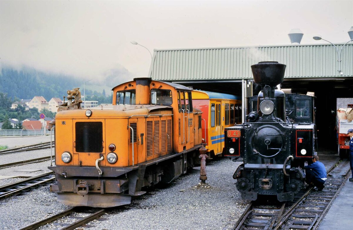 Murtalbahn, Lokschuppen Murau, 14.08.1984