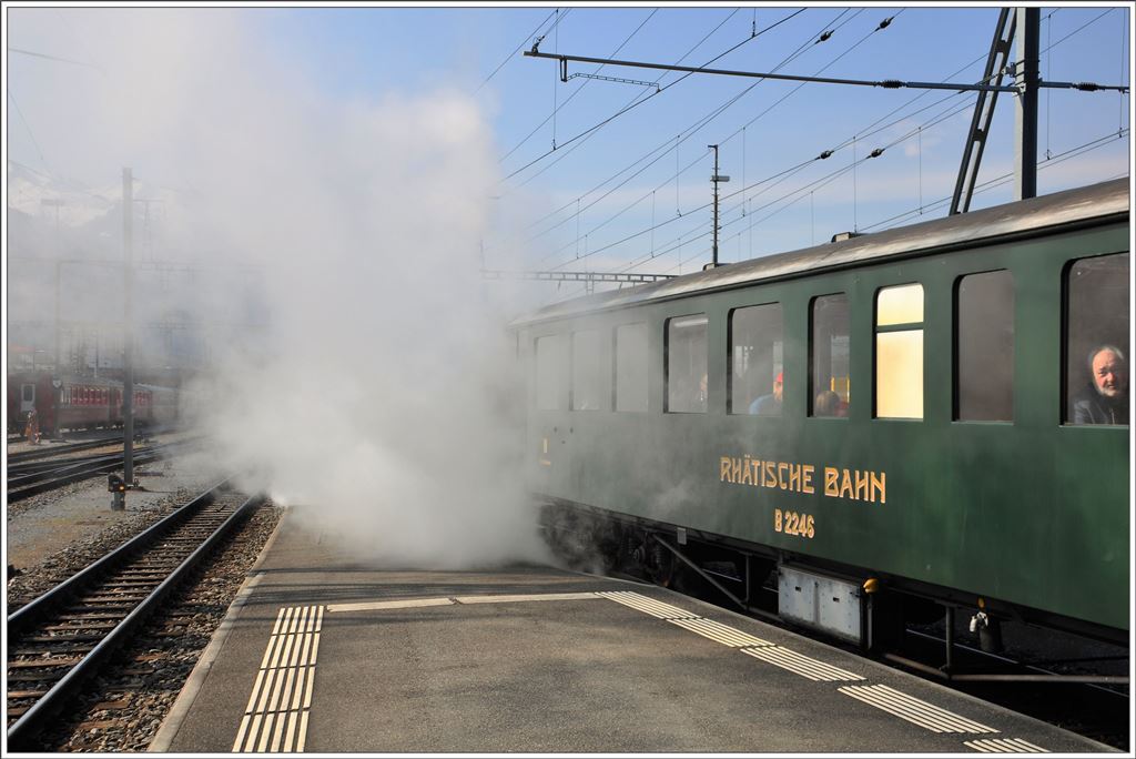 Muttertags Dampfextrazug Davoser Rundfahrt mit G 4/5 107  Albula . Abfahrt in Landquart. (08.05.2016)