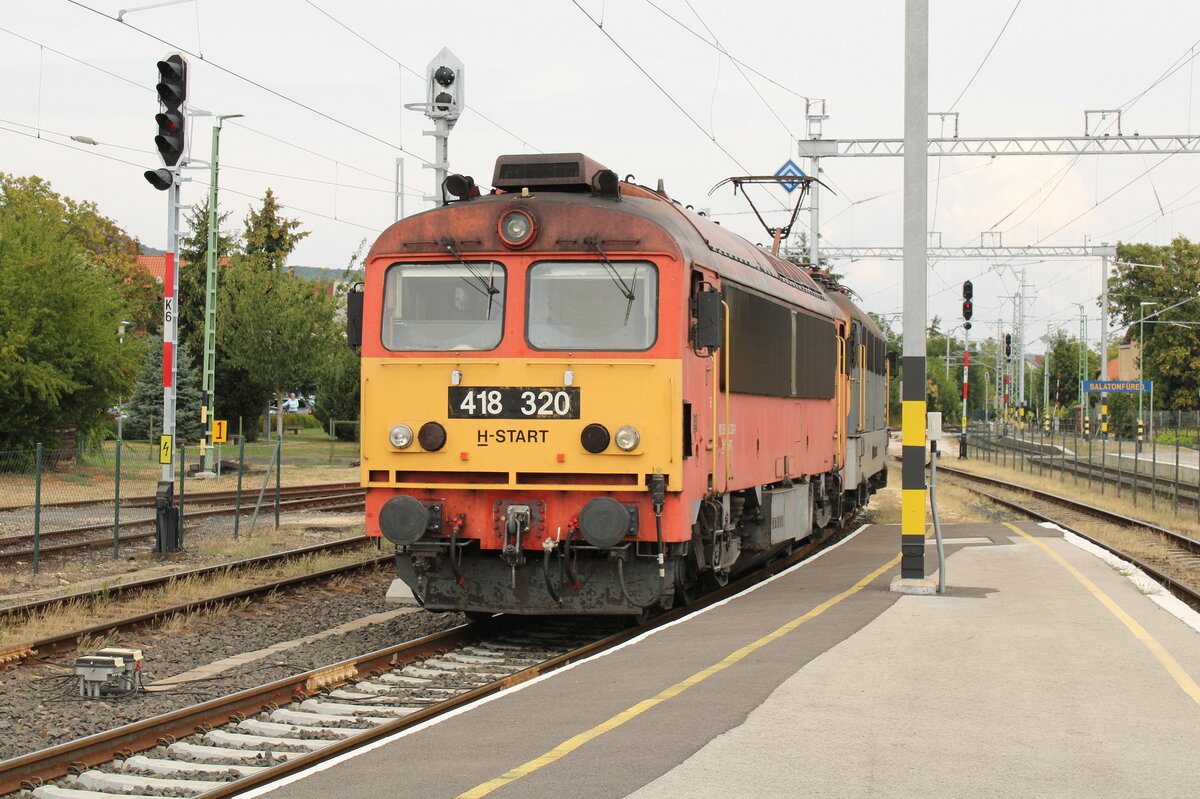 M�V Start 418 320 am 13.08.2022 in Balatonf�red. Sie kam mit dem IC 19705  K�k Hull�m  (Szombathely - Budapest-D�li).