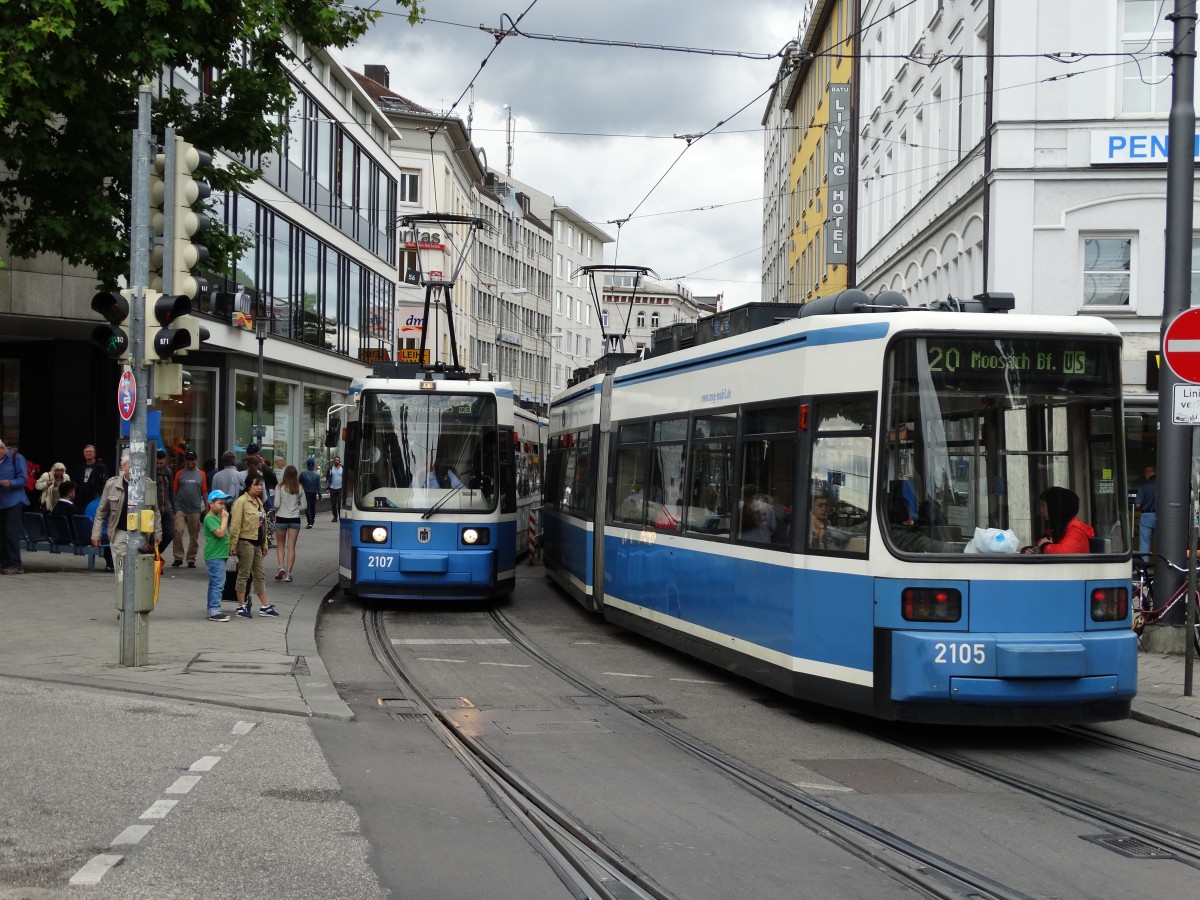 MVG GT6N 2107 und 2104 am 14.08.14 in München 
