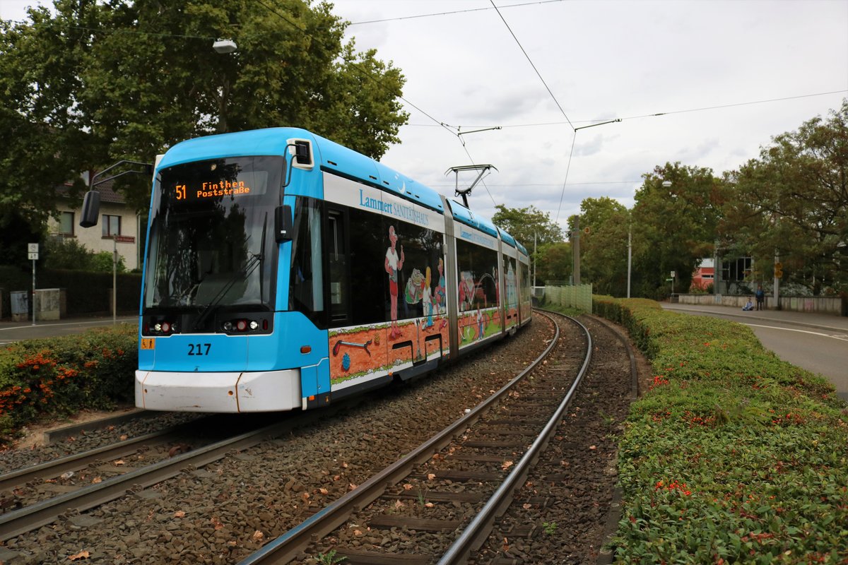 MVG Stadler Variobahn 217 am 22.09.18 in Mainz Gonsenheim 