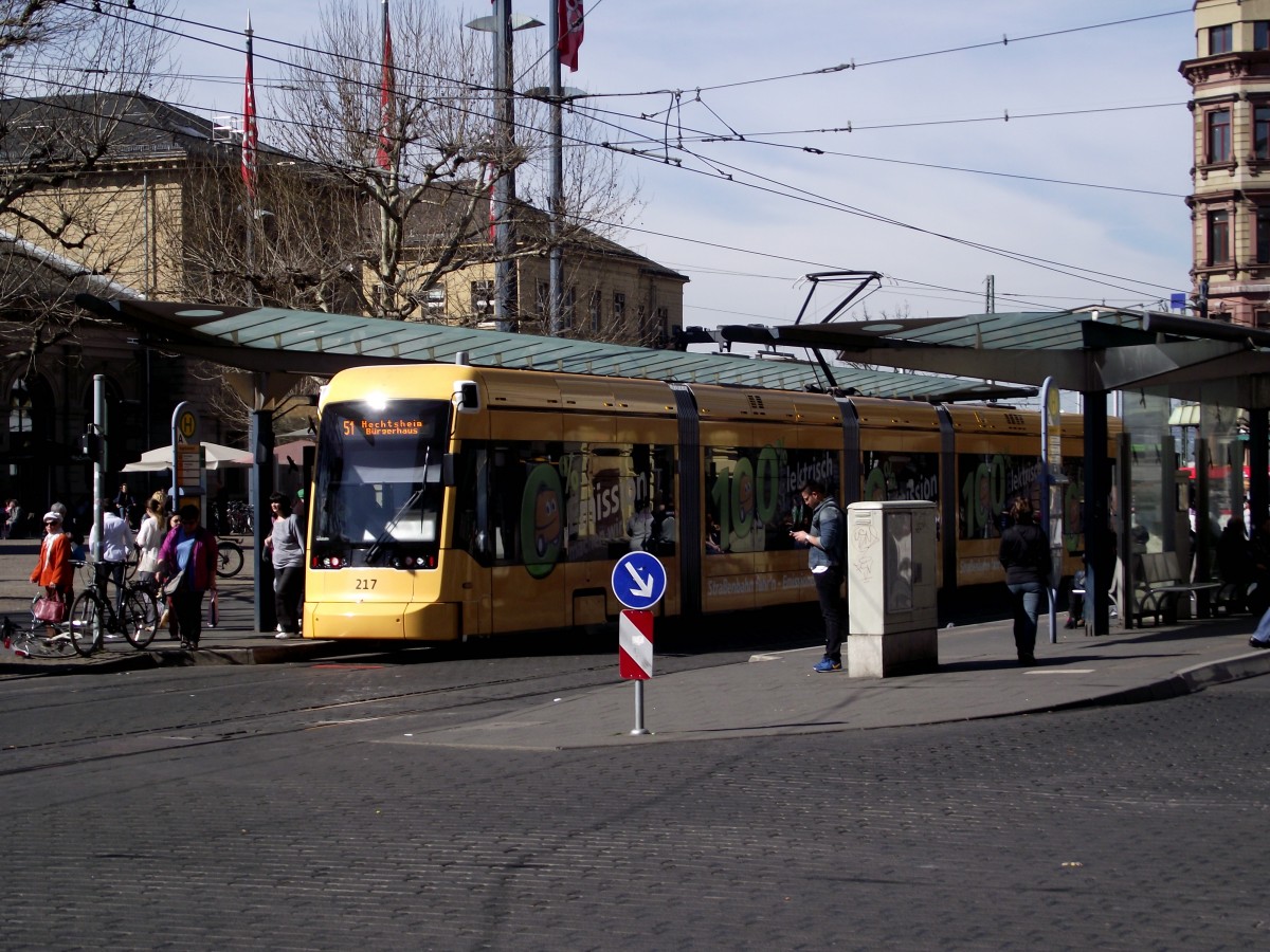 MVG Stadler Variobahn 217 am 20.03.14 in Mainz auf der 51 