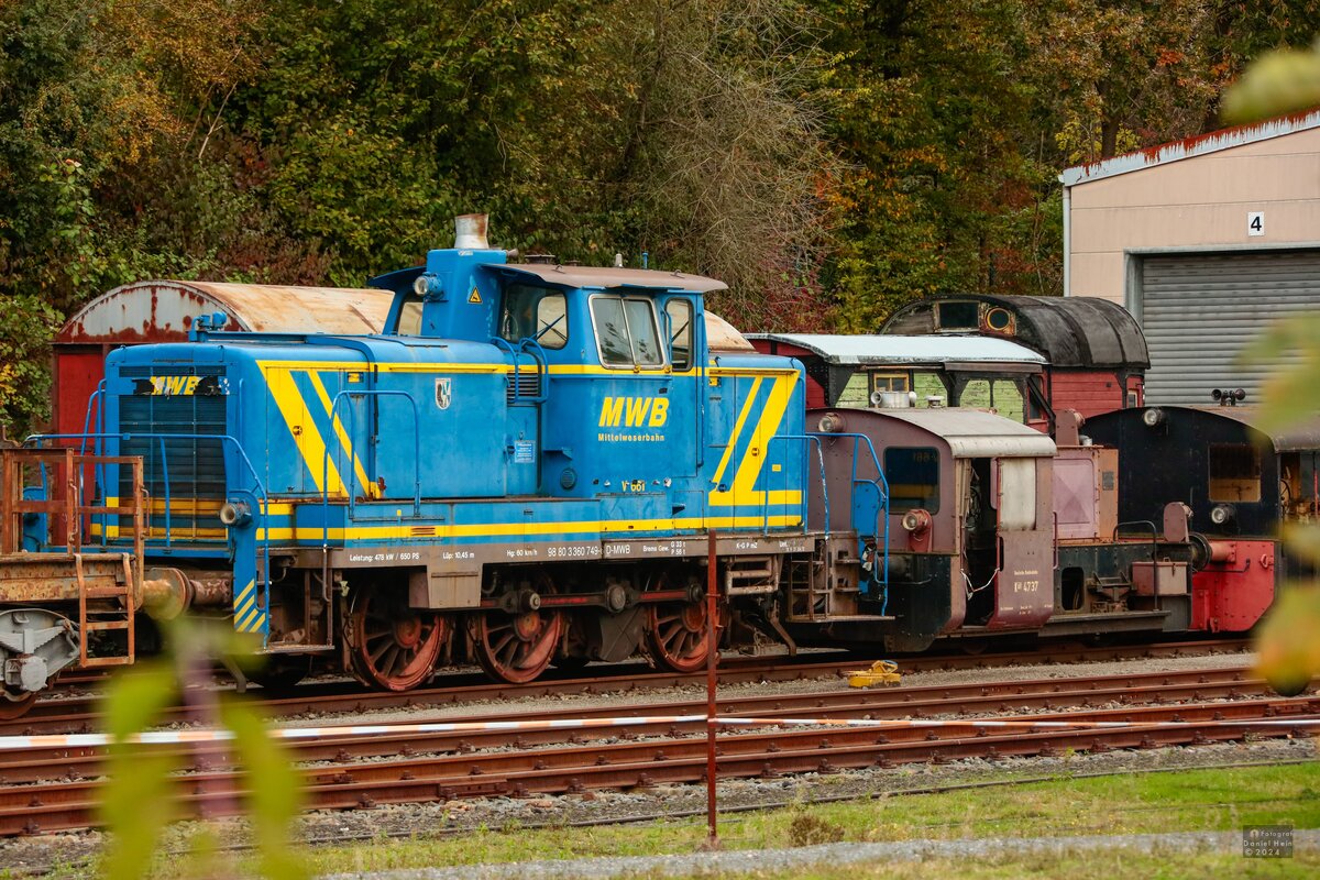 MWB 360 749-3 & Köf 4737 im Eisenbahnmuseum Bochum Dahlhausen, Oktober 2024.