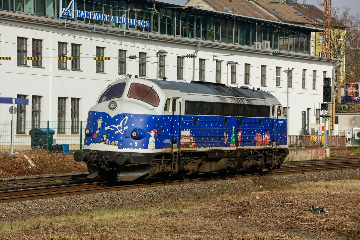 MY1149 Altmark-Rail 227 008 Weihnachts-Nohab in Wuppertal Steinbeck, am 27.02.2024.