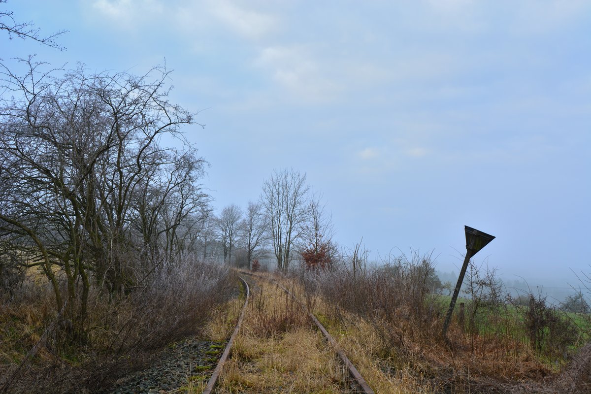 Nach 18Jahren wird die Westerwaldquerbahn aus dem Dornröschenschlaf geholt. Man plant eine Draisinenstrecke von Rennerod bis Westerburg. Man hat bereits einige Bahnübergänge erneuert. Bisland ist erst der Abschnitt Rennerod - Fehl-Ritzhausen freigegeben und befahrbar. Bis auch hier Draisinen rollen wird es wohl noch etwas dauern. Blick in Richtung Höhn. 

Höhn 17.12.2016