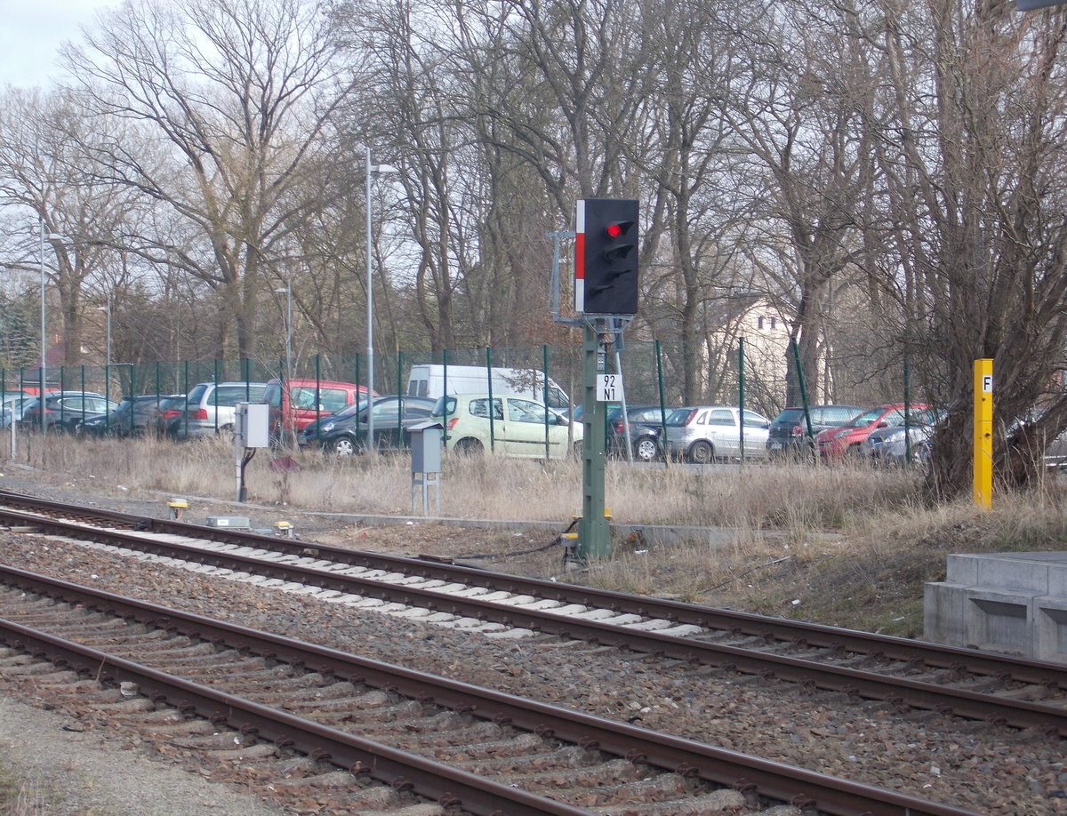 Nach Ablösung der Formsignale,hat auch Müncheberg Ks Signale im Einsatz.Aufnahme vom 19.März 2016.