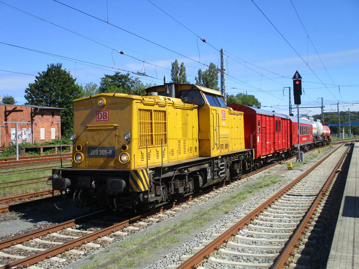 Nach der Bahnübung,am 09.August 2023,reiste die 203 305,mit dem Ausbildungszug,am 11.August 2023 wieder von Bergen/Rügen,ab.