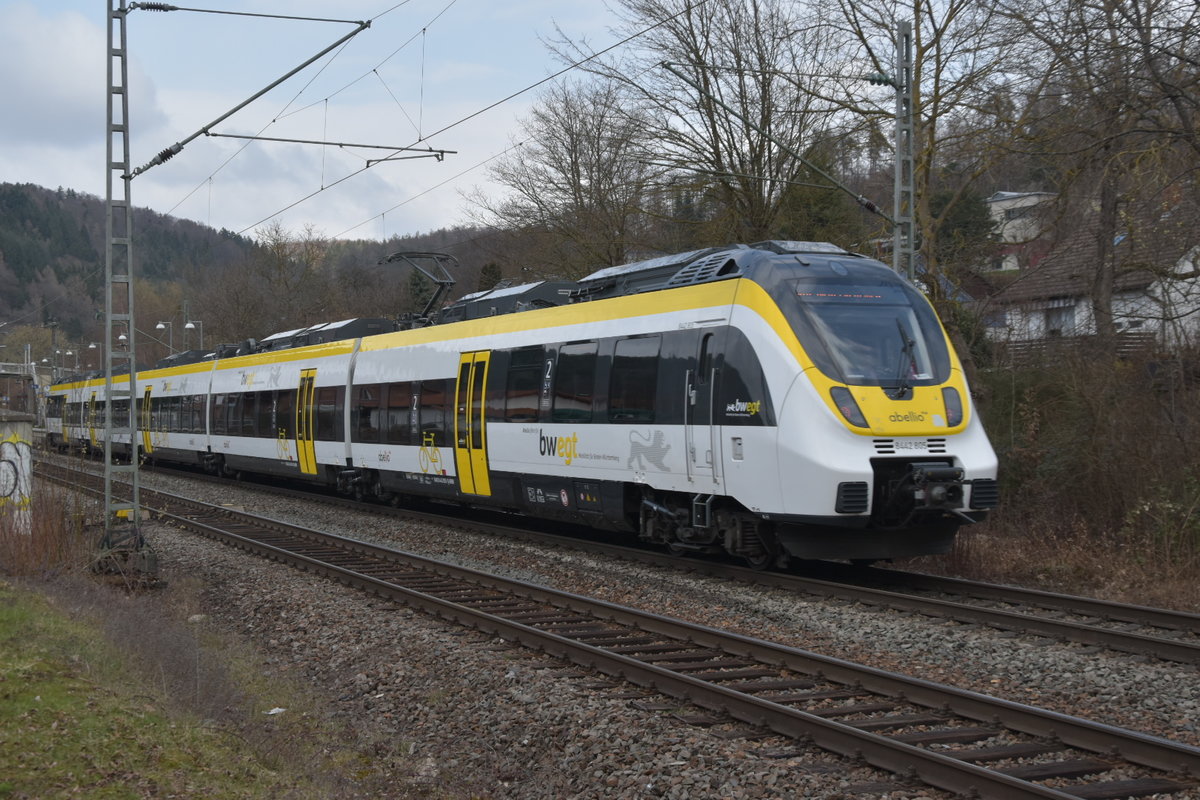 Nachschuß auf den 8442 805 auf Dienstfahrt in Richtung Heidelberg.  Neckargerach am 19.3.2021