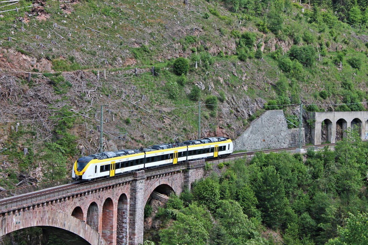 Nachschuss auf den Freiburger 1440 860, als dieser am Nachmittag des 31.05.2020 als S-Bahn (Freiburg (Brsg) Hbf - Villingen (Schwarzw.)) über die Gutachbrücke in Richtung Löffingen fuhr.