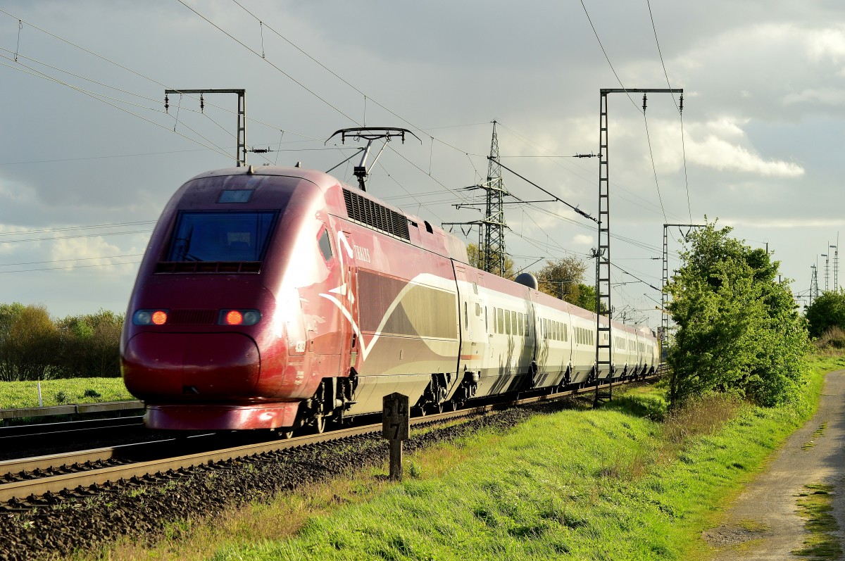 Nachschuß auf den Thalys 4303 bei Wickrath. 14.4.2014