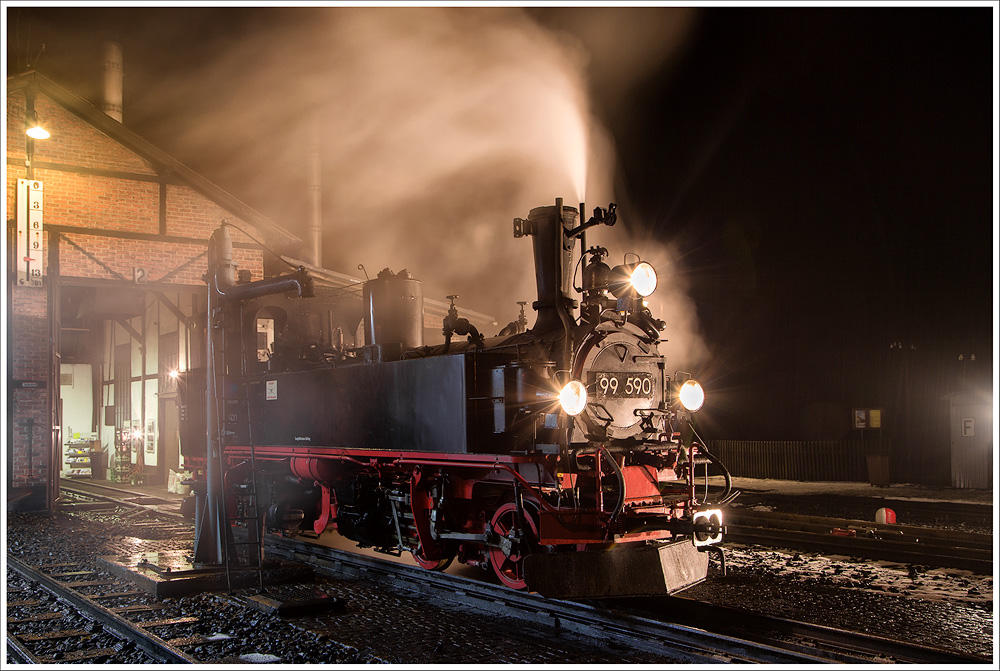 Nachtruhe vor dem BW Jöhstadt. 99.590 am 5.2.2016