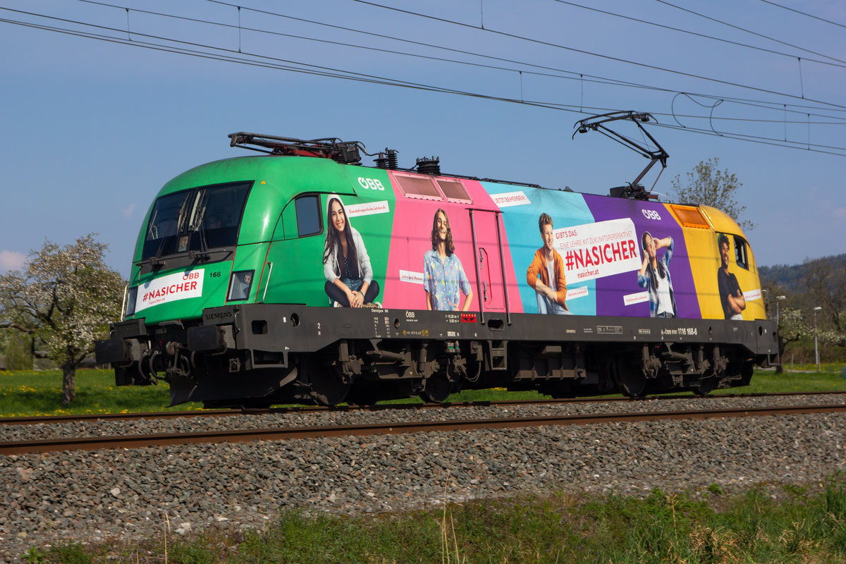 #nasicher Lok 1116 168-6 bei Schwarzach, 13.4.20