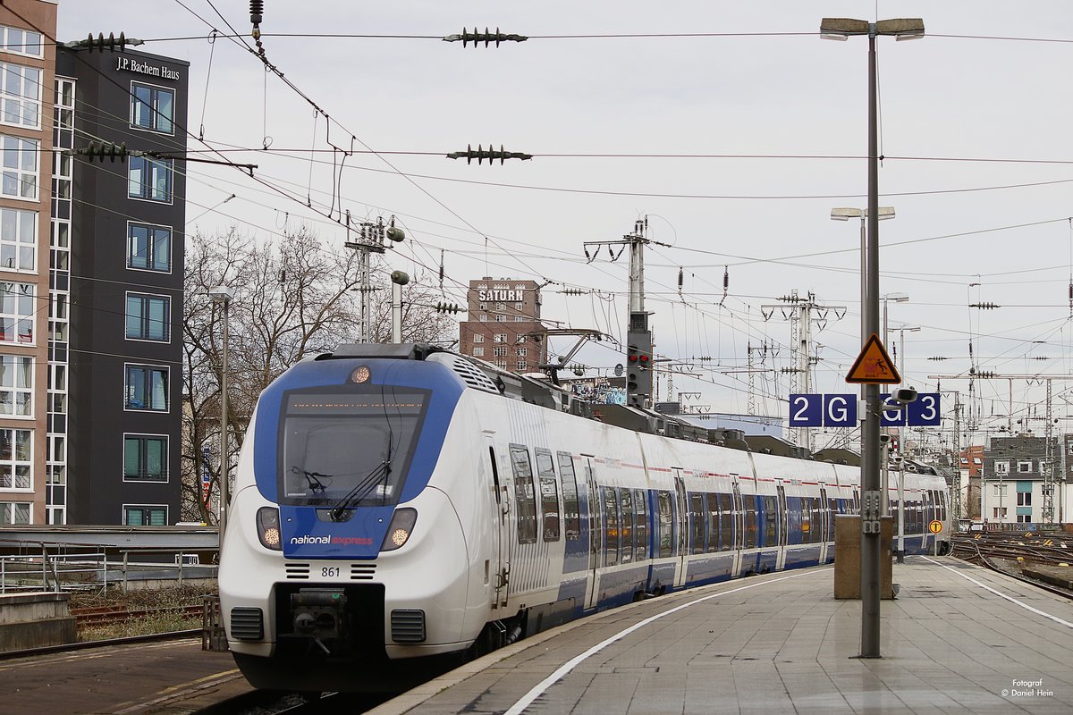 Nationalexpress 861 (442 861) als RB48 in K�ln Hbf, M�rz 2017.